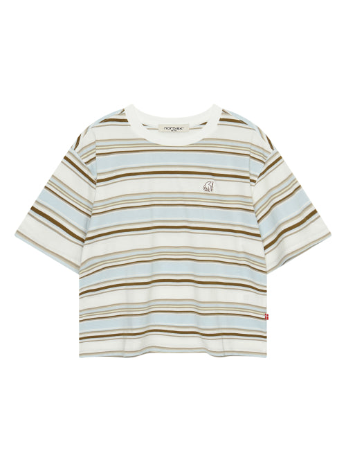 MULTI STRIPE SHORT SLEEVE TEE - 3 COLORS LIGHT BLUE