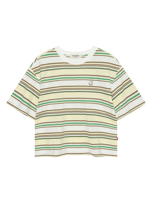 MULTI STRIPE SHORT SLEEVE TEE - 3 COLORS PASTEL YELLOW