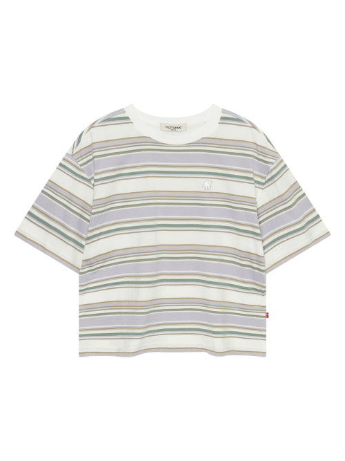 MULTI STRIPE SHORT SLEEVE TEE - 3 COLORS LILAC