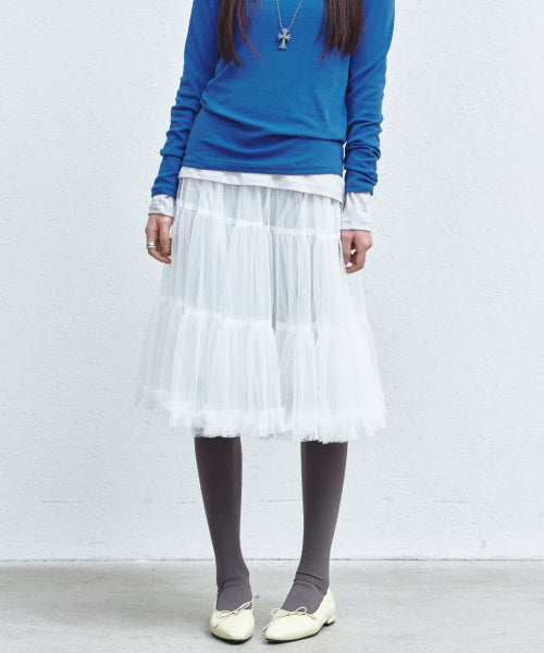 TULLE VOLUME SKIRT #徐睿知同款! - 2 COLORS WHITE