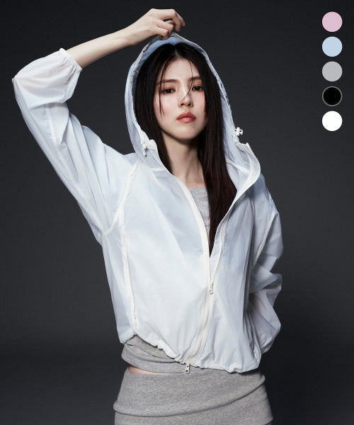 WOMENS SHEER WINDBREAKER #韓韶禧同款! - 5 COLORS BLACK