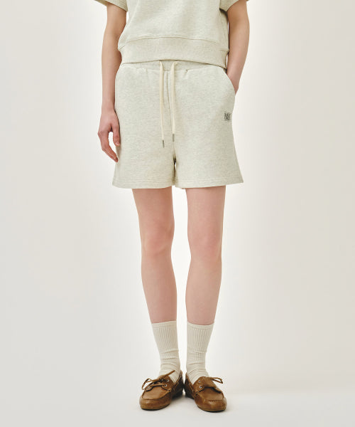 W VINTAGE CLASSIC LOGO SWEAT SHORTS - 4 COLORS OATMEAL