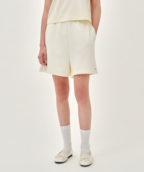 W REGULAR LOGO SWEAT SHORTS LIGHT HEATHER - 3 COLORS IVORY