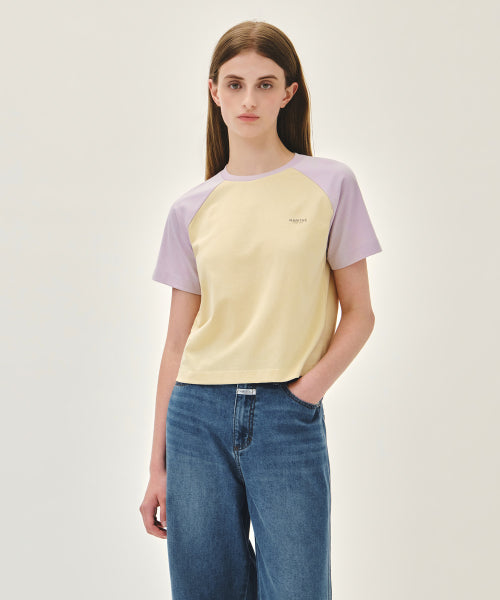 W SMALL REGULAR LOGO RAGLAN CROP TEE - 4 COLORS PURPLE