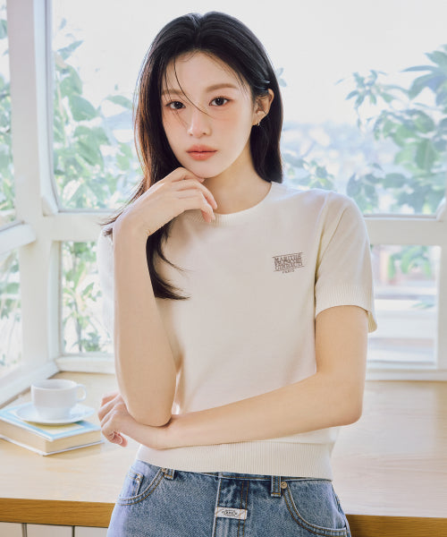 W SMALL CLASSIC LOGO HALF KNIT PULLOVER - 3 COLORS IVORY
