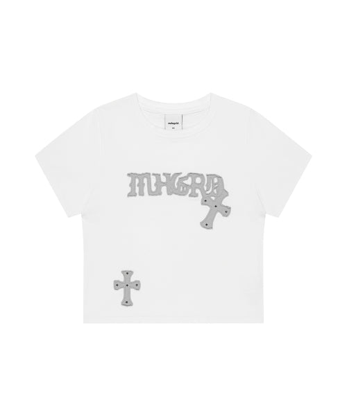 GOTHIC APPLIQUE CROP TEE - 2 COLORS