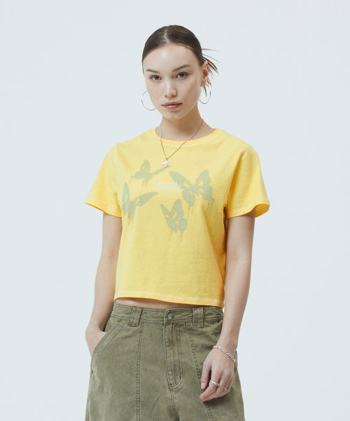 PIGMENT BUTTERFLY GOTH CROP TEE YELLOW - 3 COLORS YELLOW