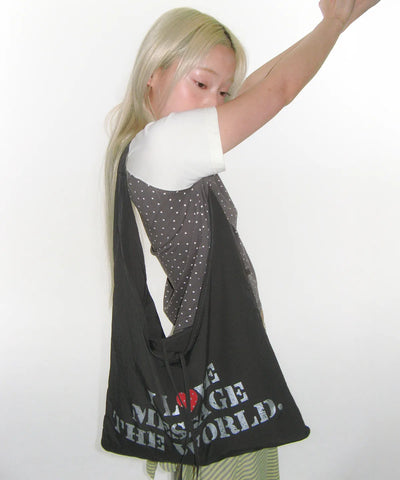 LETTERING CASUAL HOBO BAG CHARCOAL