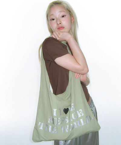 LETTERING CASUAL HOBO BAG GREEN
