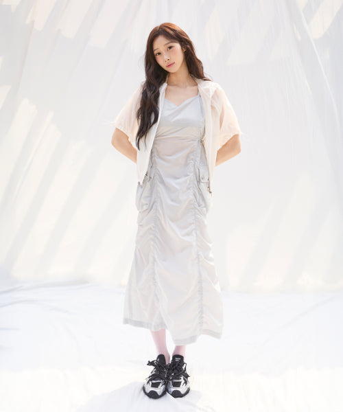 NYLON BUSTIER DRESS #GISELLE同款! - 2 COLORS LIGHT GREY