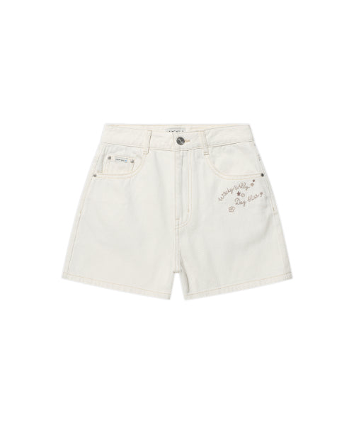 KNEE-LENGTH DENIM SHORTS #GISELLE同款! - 2 COLORS CREAM