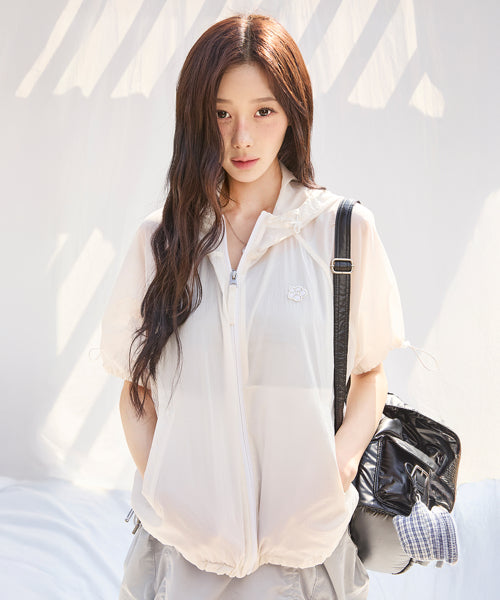 NYLON SHORT SLEEVE WINDBREAKER #GISELLE同款! - 2 COLORS WHITE