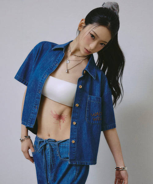 EASY DENIM SHORT SLEEVE SHIRT BLUE