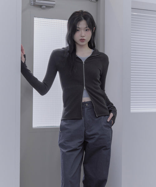 TWO-WAY ZIP-UP CARDIGAN - 2 COLORS