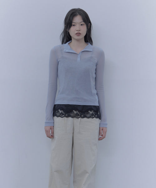 SHEER HIGH-NECK T-SHIRT - 3 COLORS