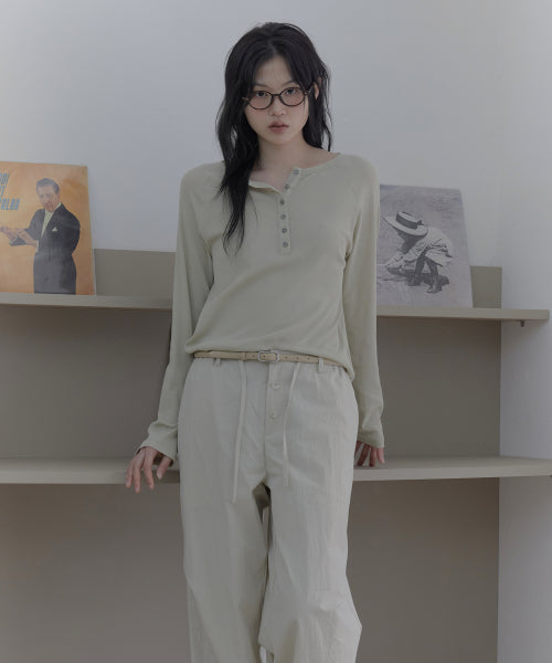 HENLEY NECK T-SHIRT - 4 COLORS