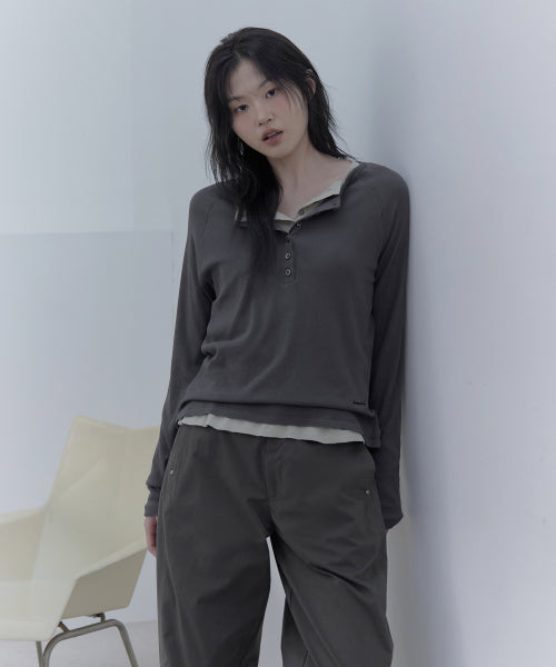 HENLEY NECK T-SHIRT - 4 COLORS