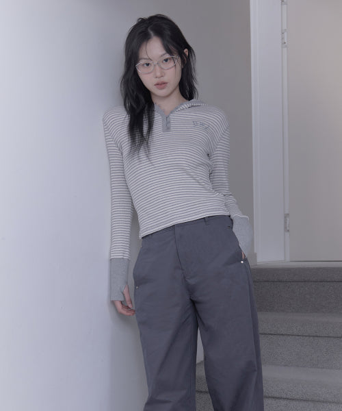 STRIPE WAFFLE HOODIE - 2 COLORS