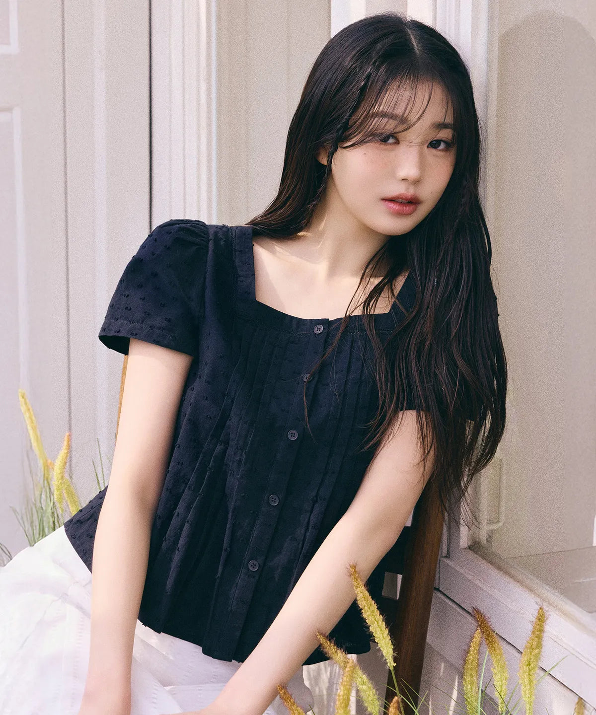 SQUARE NECK LACE BLOUSE - 2 colors #WONYOUNG同款!