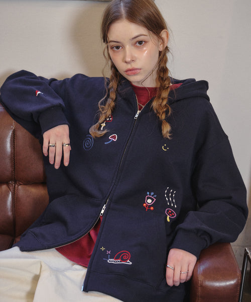 2-WAY STITCH HOOD ZIP-UP - 2 COLORS NAVY