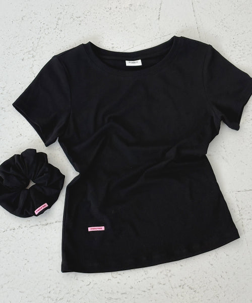 SCRUNCHIE SET SLIM FIT T SHIRT - 3 COLORS BLACK