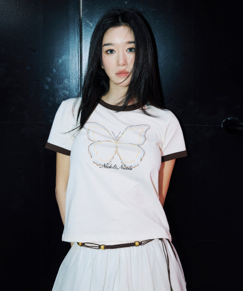 BUTTERFLY GRAPHIC RINGER TOP #徐睿知同款! - 4 COLORS CREAM