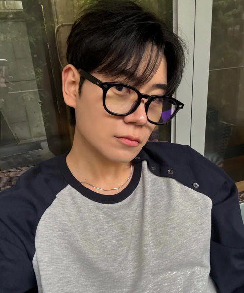 ROUND HORN-RIM GLASSES BLUE