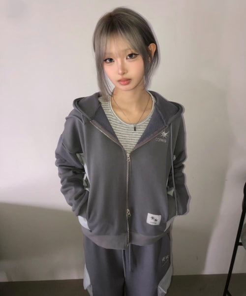 SIDE CONTRAST HOODIE UNISEX GREY