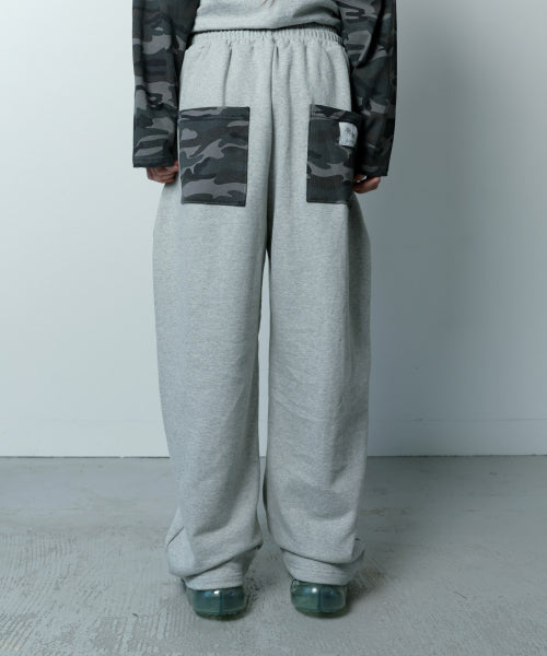 CONTRAST WIDE PANTS GREY