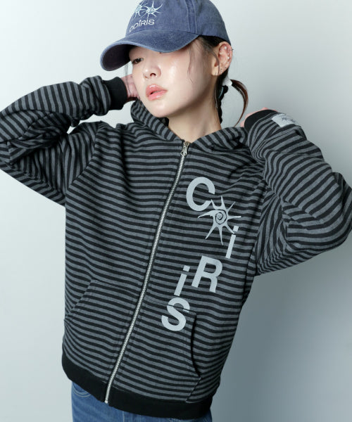 STRIPE HOODIE UNISEX CHARCOAL