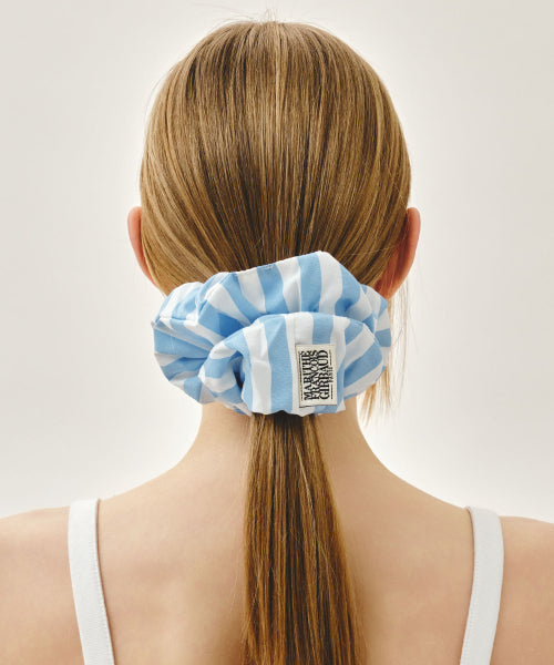 CLASSIC LOGO STRIPE HAIR SCRUNCHIE - 3 COLORS BLUE