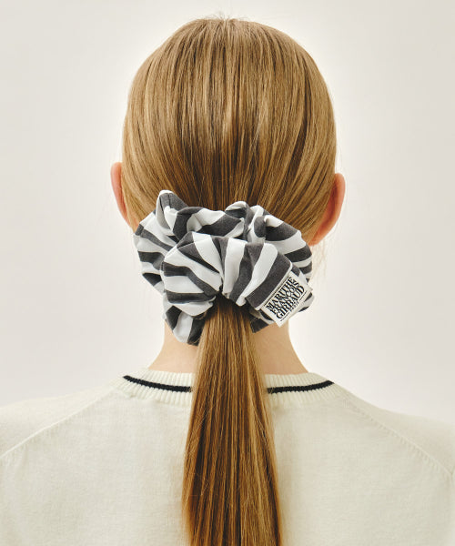CLASSIC LOGO STRIPE HAIR SCRUNCHIE - 3 COLORS BLACK