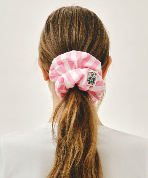 CLASSIC LOGO STRIPE HAIR SCRUNCHIE - 3 COLORS PINK