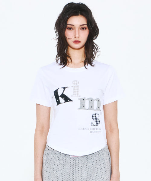MESSY APPLIQUE T-SHIRT WHITE