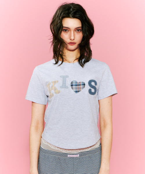 BUMPY KISS LOGO APPLIQUE T-SHIRT - 2 COLORS GREY