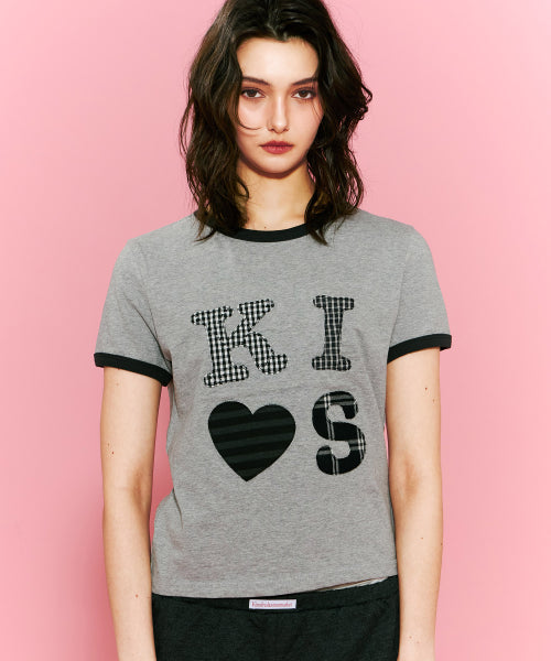 KISS MAR APPLIQUE LOGO T-SHIRT - 2 COLORS GREY