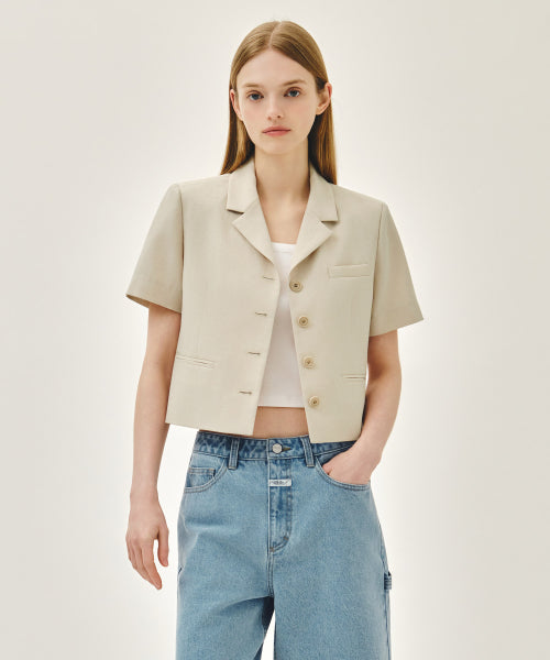 W HALF SLEEVE JACKET - 2 COLORS BEIGE