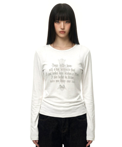 CROSS U-NECK SLEEVE LONG - 2 COLORS IVORY