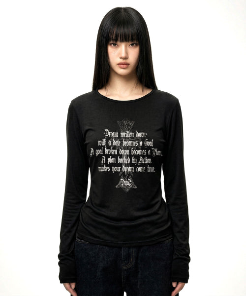 CROSS U-NECK SLEEVE LONG - 2 COLORS BLACK