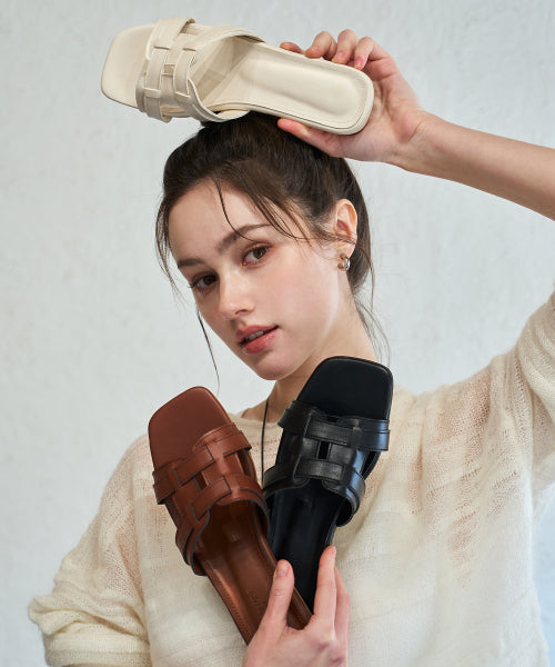 WOVEN MULE IVORY