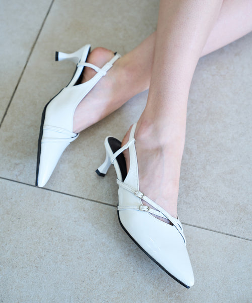CROSS STRAP SLINGBACK WHITE