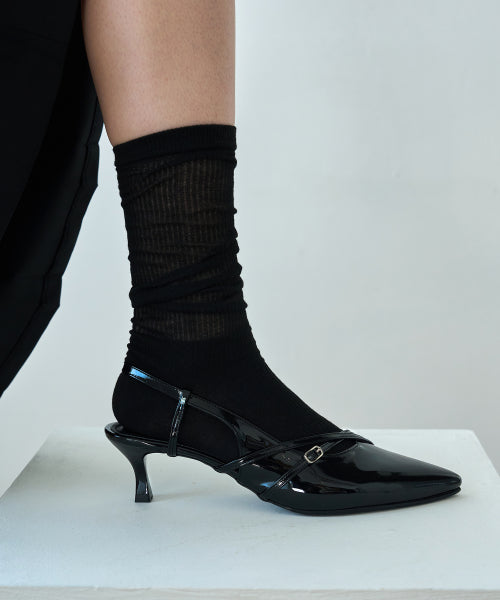 CROSS STRAP SLINGBACK BLACK