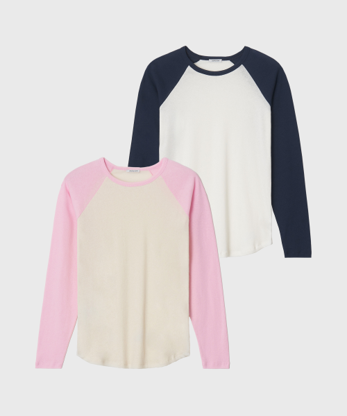 ECO COLOR BLOCK REGLAN LONG SLEEVE 2 COLOR - 2 COLORS PINK