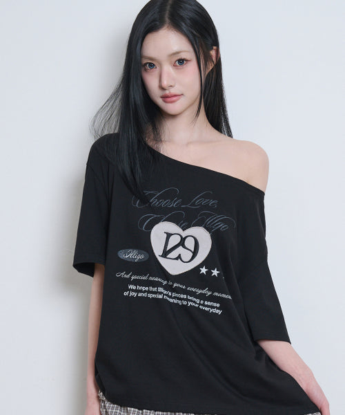 129 OFF SHOULDER T-SHIRT BLACK BLACK