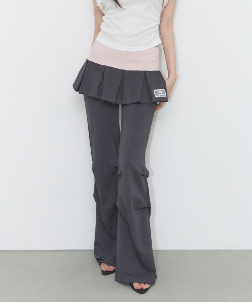 PLEATS SKIRT PANTS - 3 COLORS CHARCOAL