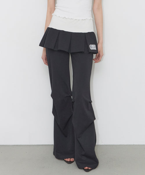 PLEATS SKIRT PANTS - 3 COLORS BLACK