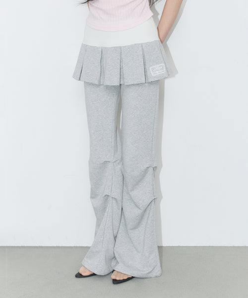 PLEATS SKIRT PANTS - 3 COLORS MELANGE GREY