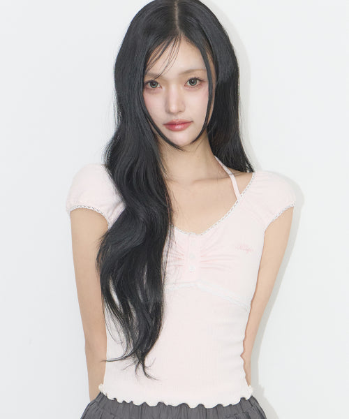 BUTTON HALTER SLEEVELESS - 4 COLORS PINK