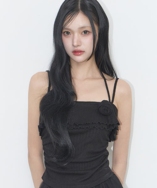 RUFFLE SLEEVELESS - 4 COLORS BLACK