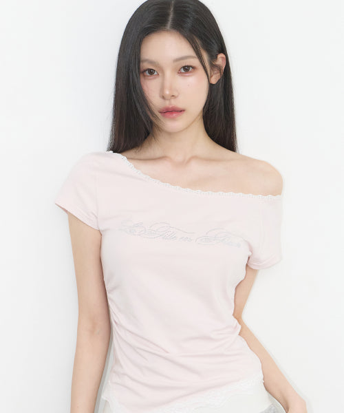 LACE SHIRRING TOP - 3 COLORS PINK